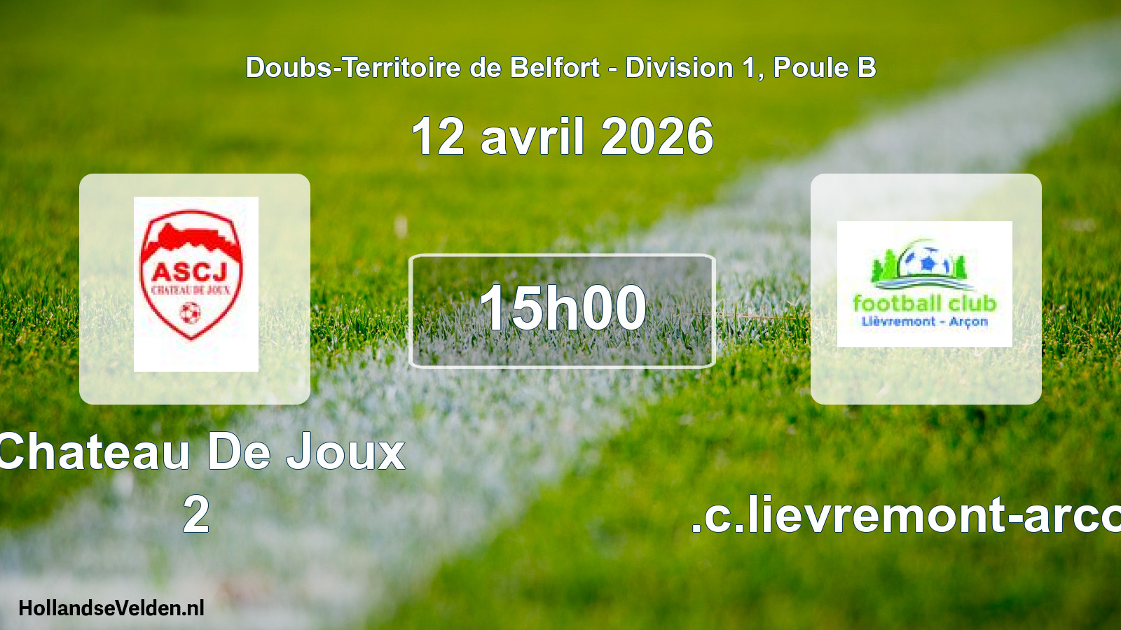 Match programmé: Chateau De Joux 2 - F.c.lievremont-arcon (12 avril 2026)