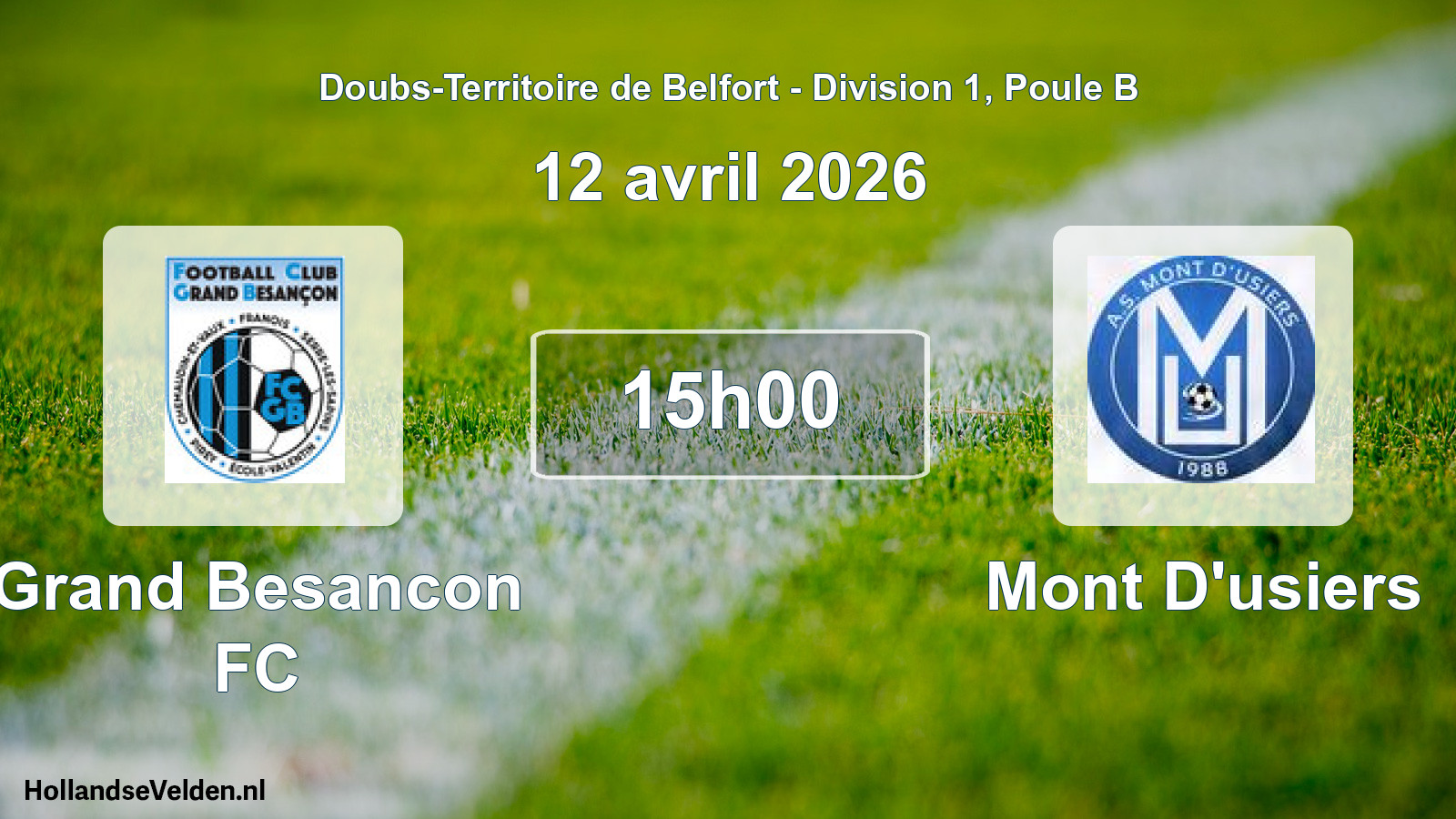 Scheduled Match: Grand Besancon FC - Mont D'usiers (12 April 2026)