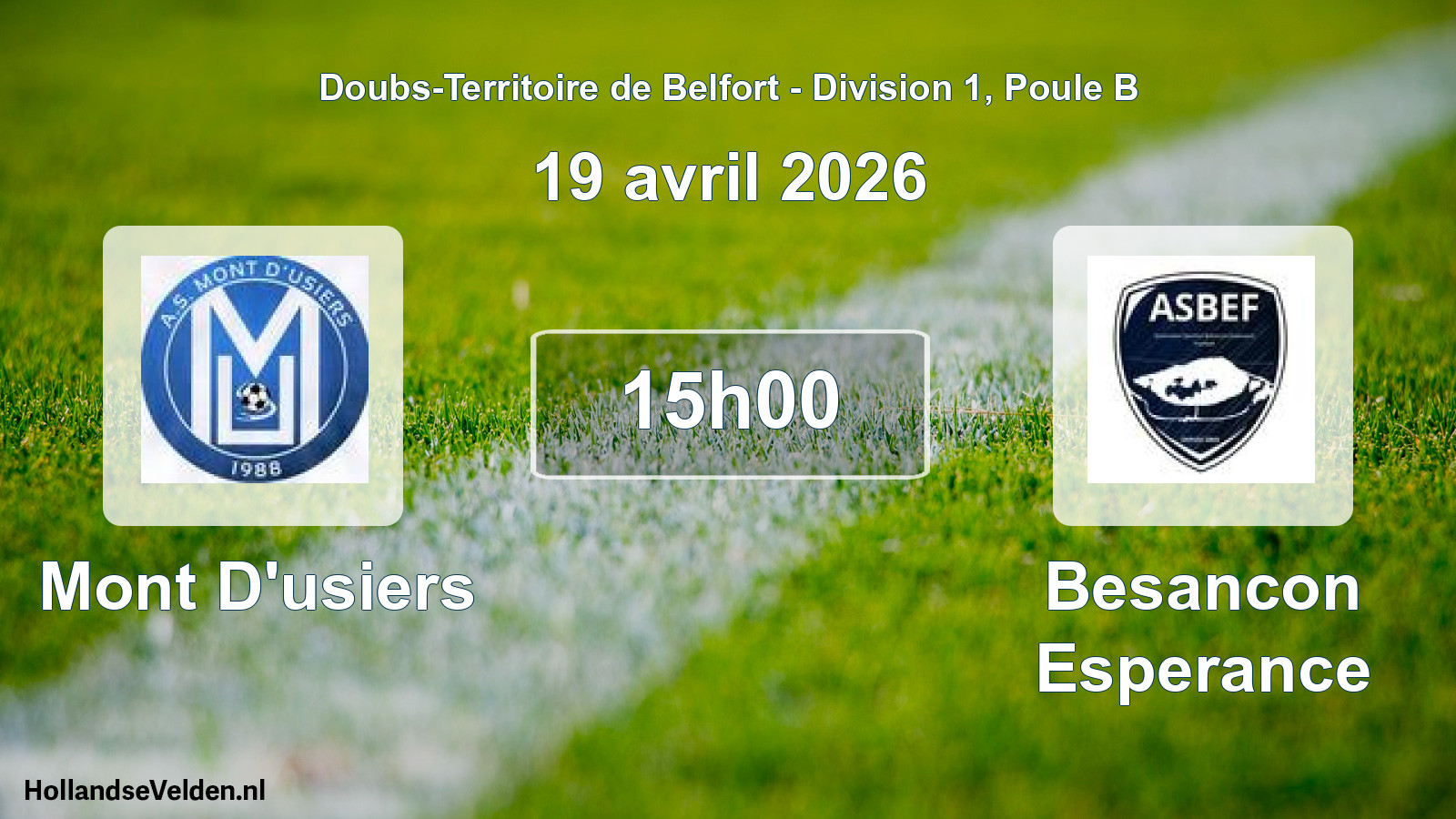 Match programmé: Mont D'usiers - Besancon Esperance (19 avril 2026)
