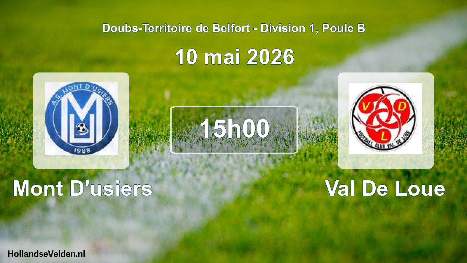 Match programmé: Mont D'usiers - Val De Loue (10 mai 2026)