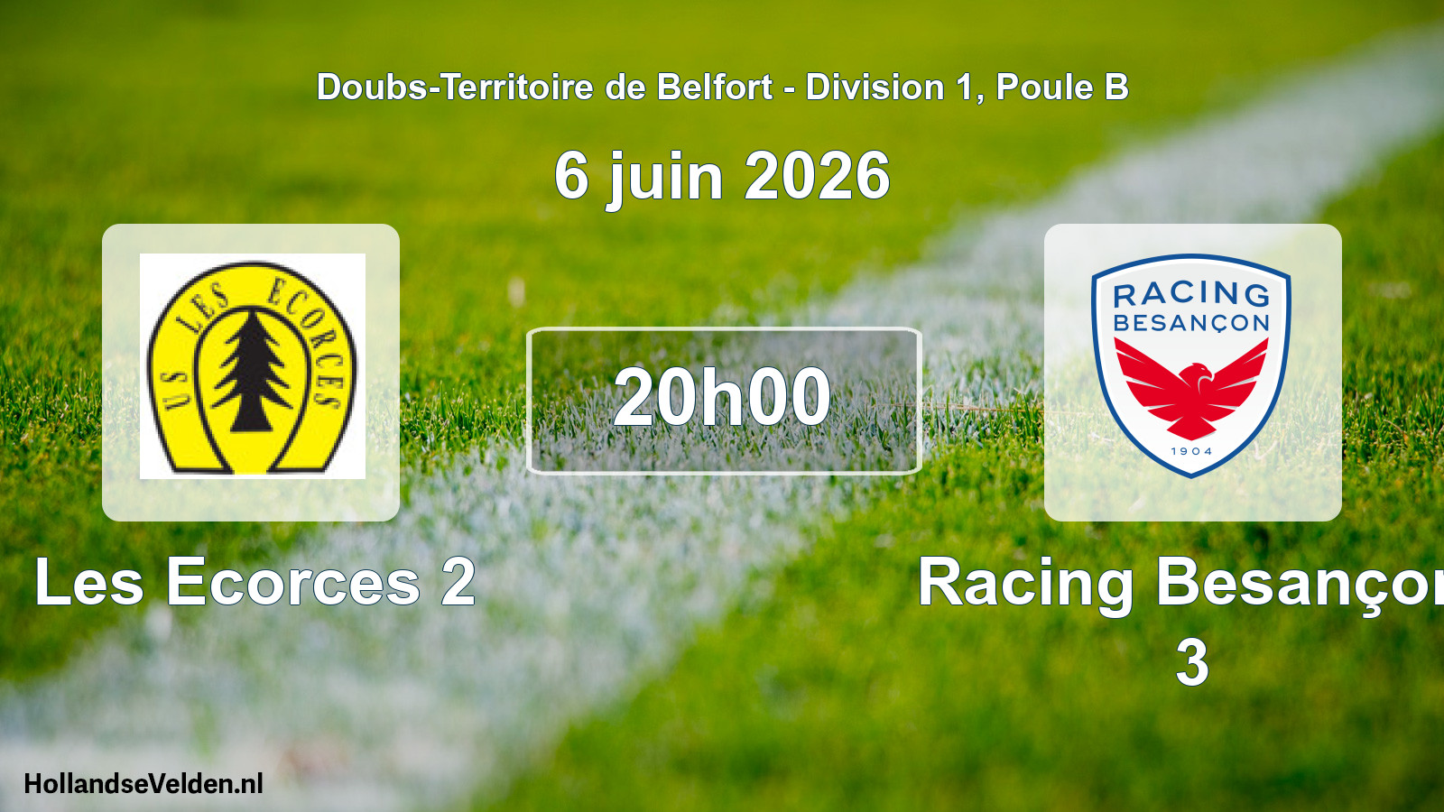 Match programmé: Les Ecorces 2 - Racing Besançon 3 (6 juin 2026)