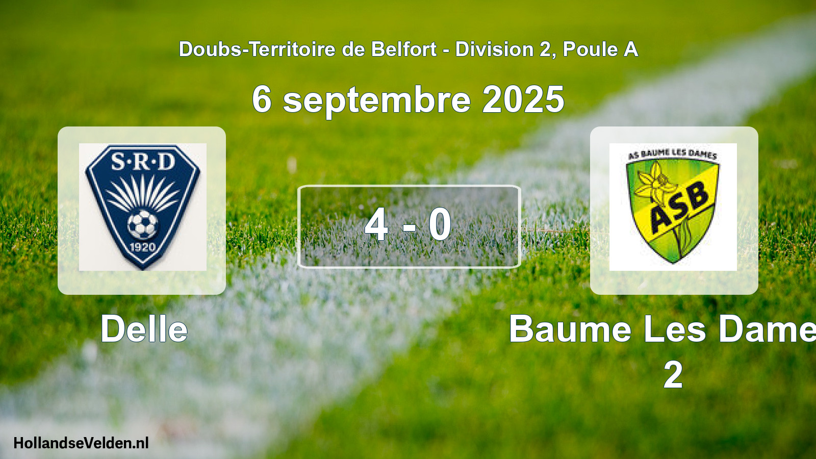 Total number of matches played: Delle - Baume Les Dames 2 4 - 0 (6 September 2025)