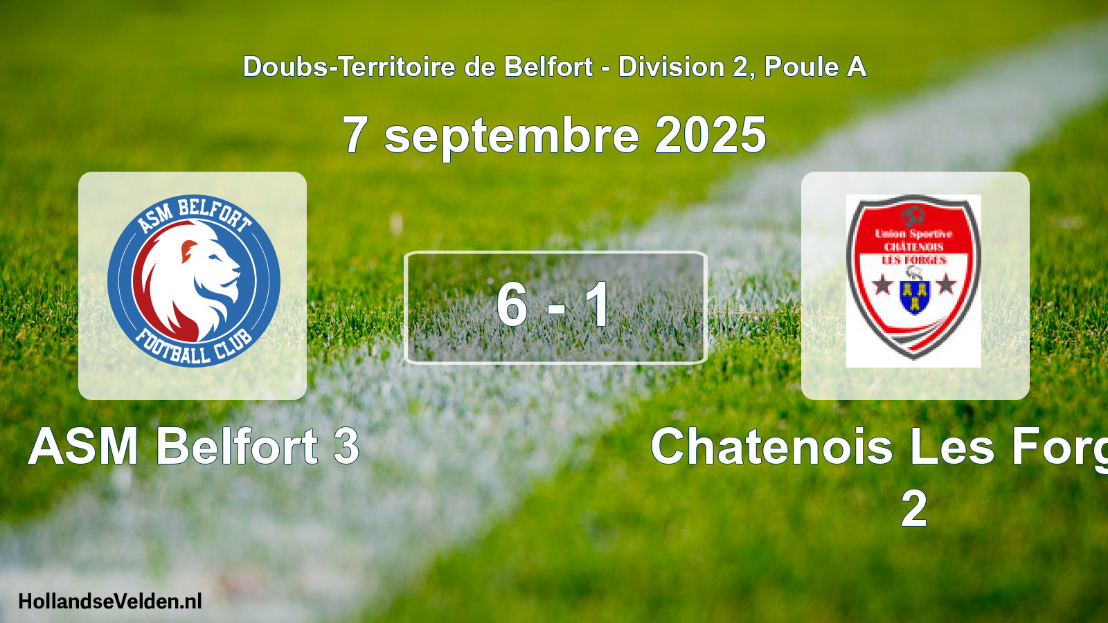 Match joué: ASM Belfort 3 - Chatenois Les Forges 2 6 - 1 (7 septembre 2025)