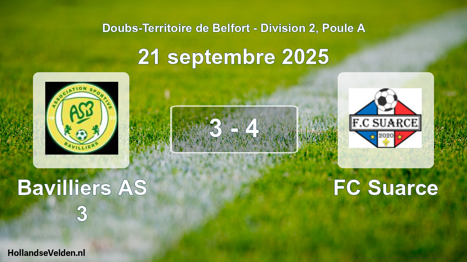 Gespeelde wedstrijd: Bavilliers AS 3 - FC Suarce 3 - 4 (21 september 2025)