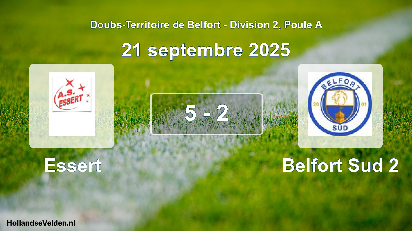 Total number of matches played: Essert - Belfort Sud 2 5 - 2 (21 September 2025)