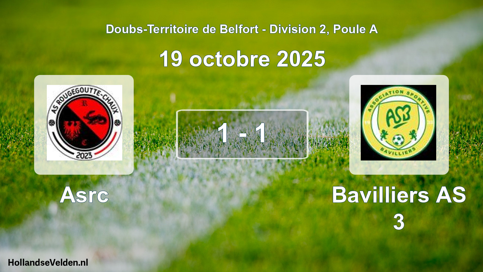 Match joué: Asrc - Bavilliers AS 3 1 - 1 (19 octobre 2025)