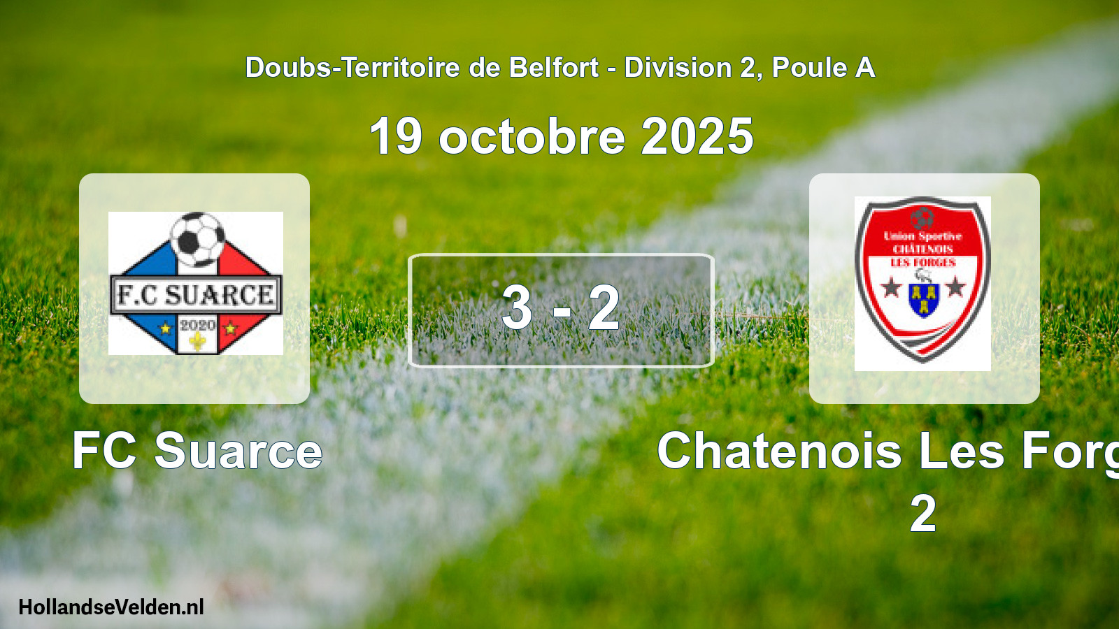 Match joué: FC Suarce - Chatenois Les Forges 2 3 - 2 (19 octobre 2025)