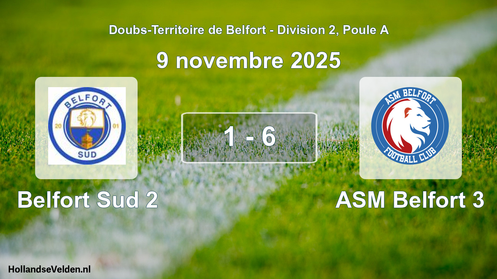 Match joué: Belfort Sud 2 - ASM Belfort 3 1 - 6 (9 novembre 2025)