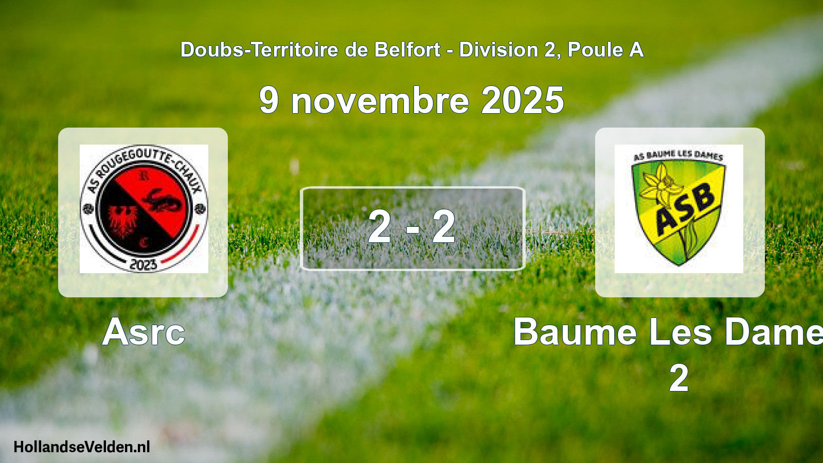 Total number of matches played: Asrc - Baume Les Dames 2 2 - 2 (9 November 2025)