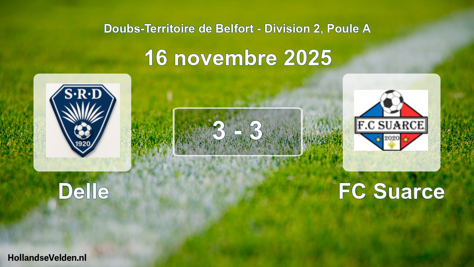Match joué: Delle - FC Suarce 3 - 3 (16 novembre 2025)