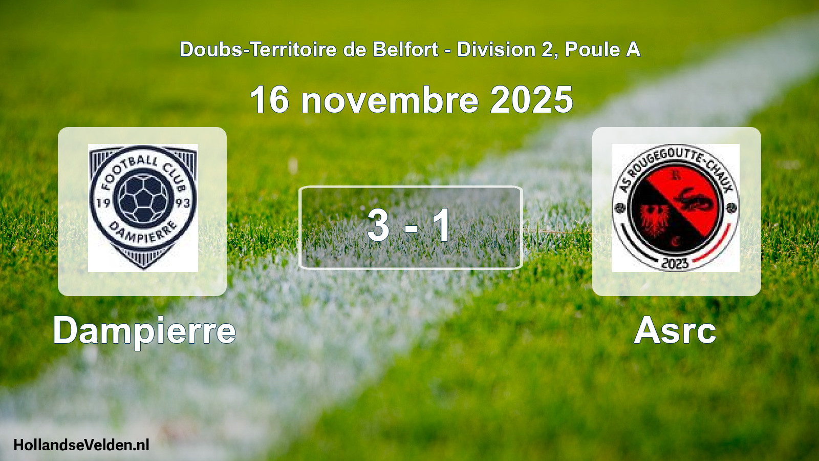 Match joué: Dampierre - Asrc 3 - 1 (16 novembre 2025)