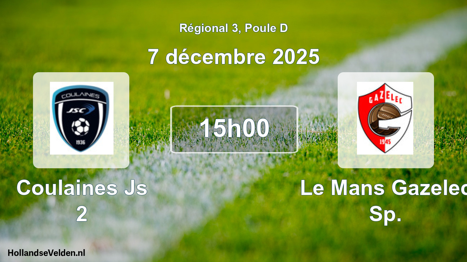 Geplande wedstrijd: Coulaines Js 2 - Le Mans Gazelec Sp. (7 december 2025)