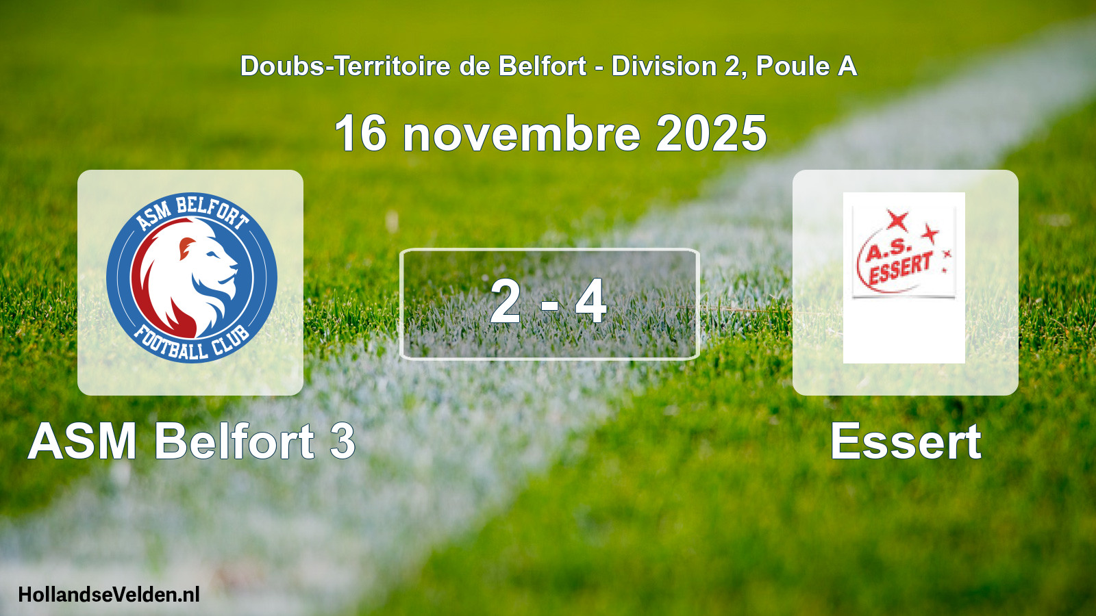 Match joué: ASM Belfort 3 - Essert 2 - 4 (16 novembre 2025)