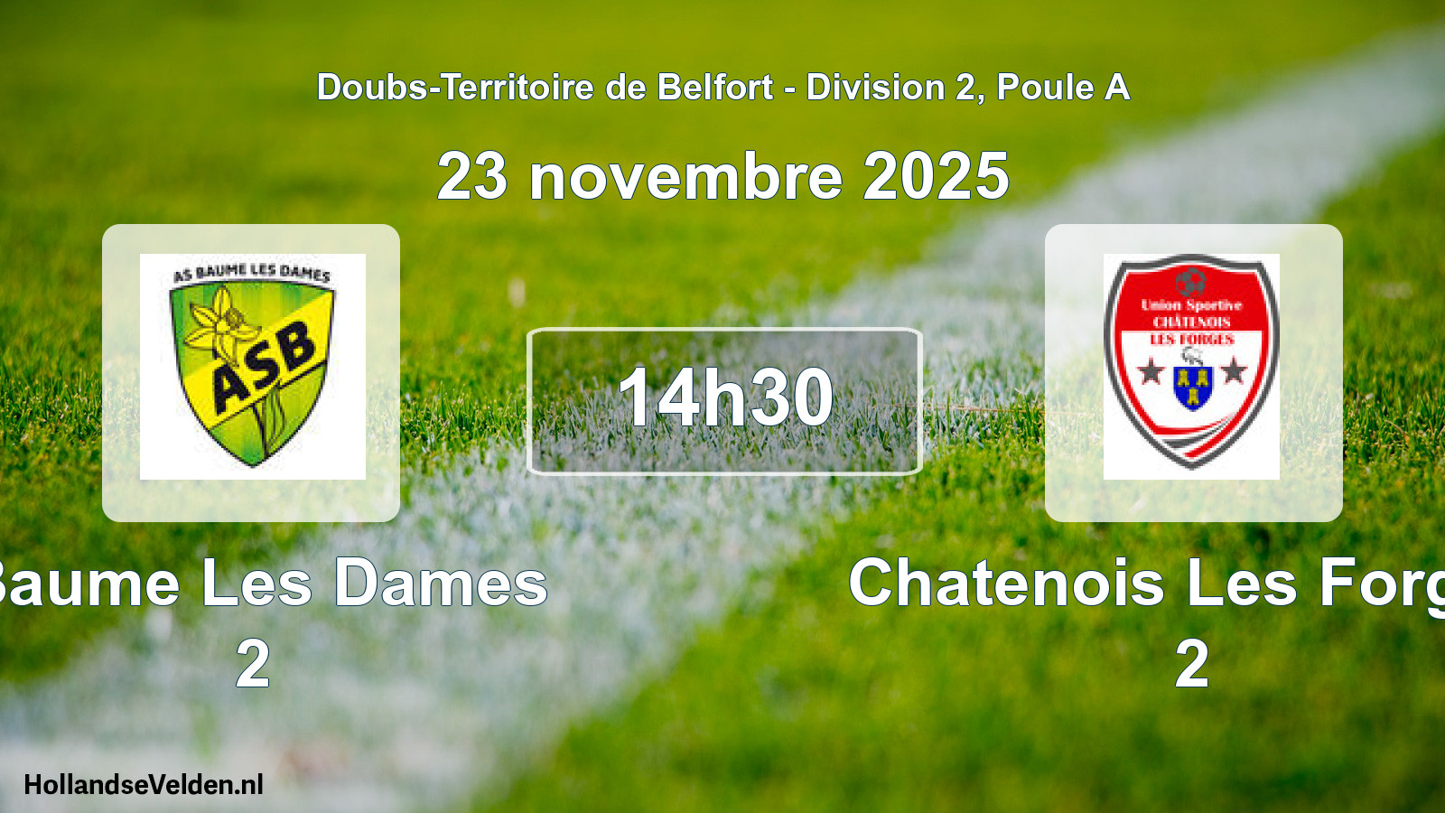 Match programmé: Baume Les Dames 2 - Chatenois Les Forges 2 (23 novembre 2025)