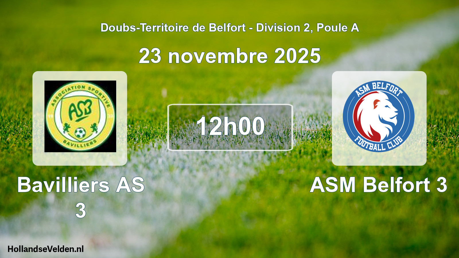 Match programmé: Bavilliers AS 3 - ASM Belfort 3 (23 novembre 2025)