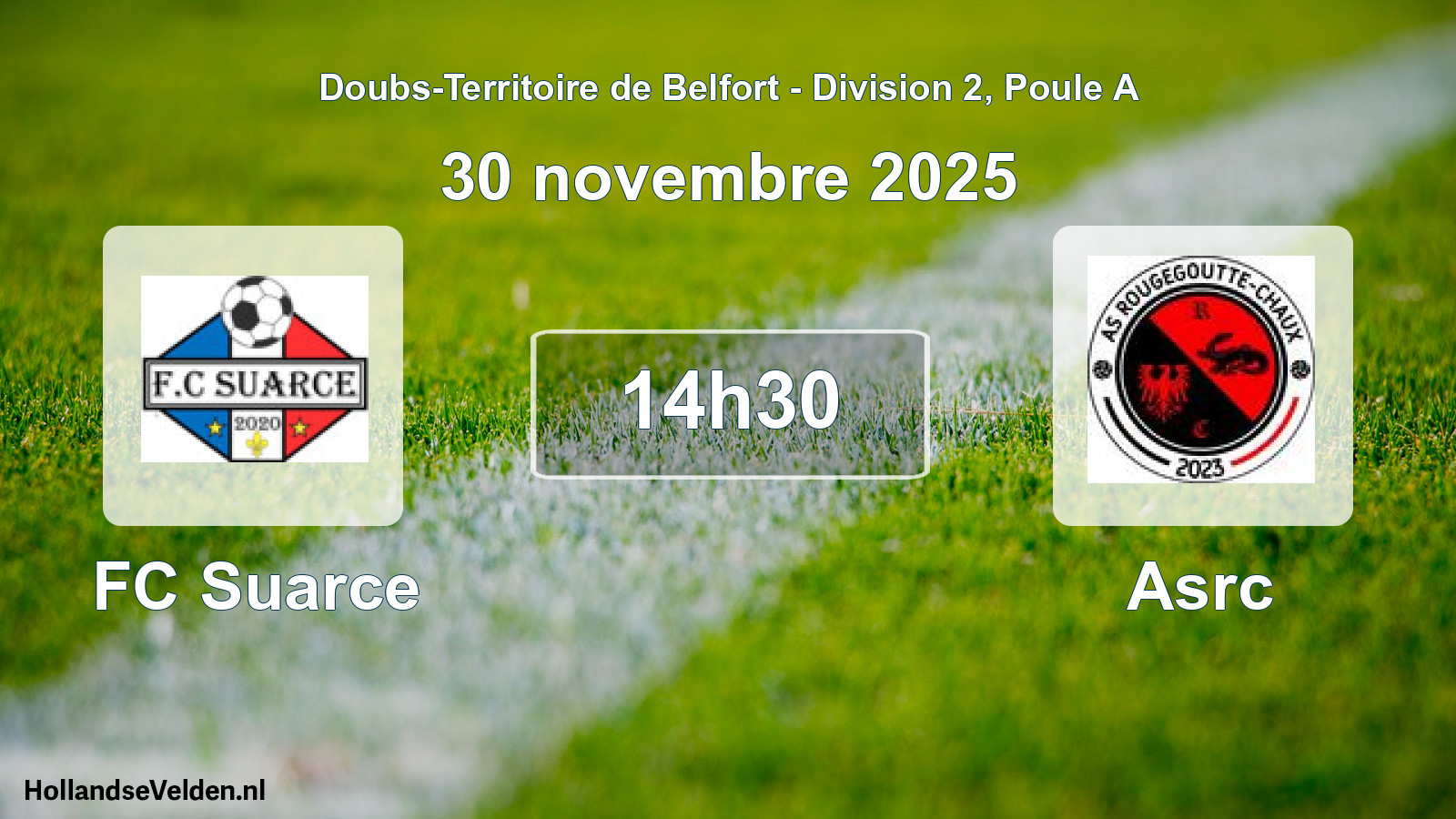 Match programmé: FC Suarce - Asrc (30 novembre 2025)