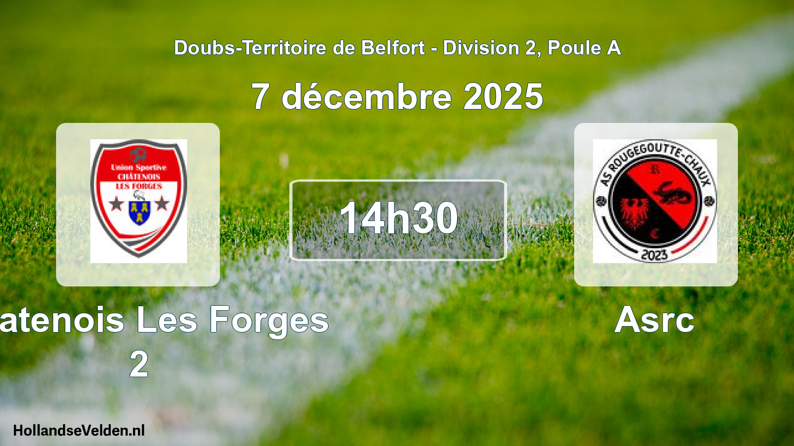 Match programmé: Chatenois Les Forges 2 - Asrc (7 décembre 2025)