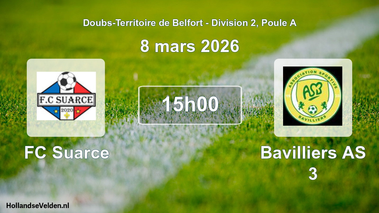 Scheduled Match: FC Suarce - Bavilliers AS 3 (8 March 2026)