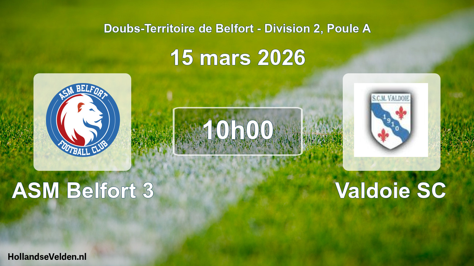 Geplande wedstrijd: ASM Belfort 3 - Valdoie SC (15 maart 2026)
