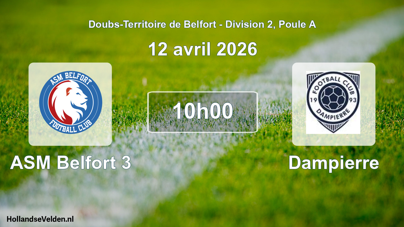 Match programmé: ASM Belfort 3 - Dampierre (12 avril 2026)