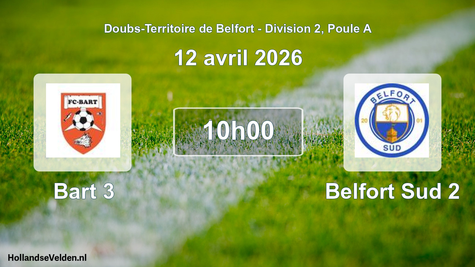 Match programmé: Bart 3 - Belfort Sud 2 (12 avril 2026)