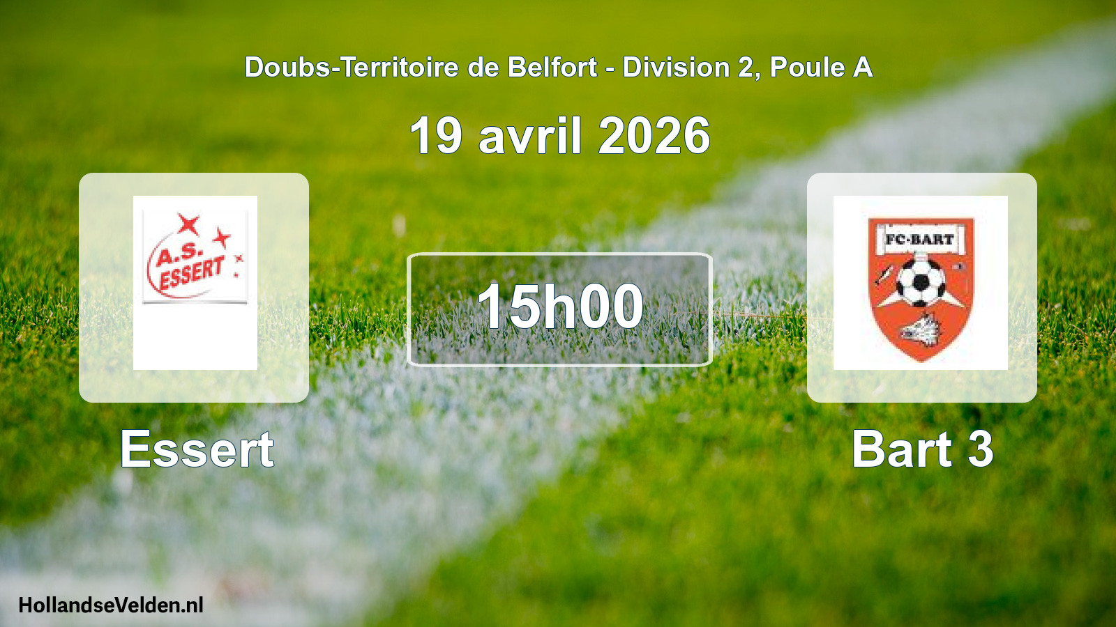 Match programmé: Essert - Bart 3 (19 avril 2026)