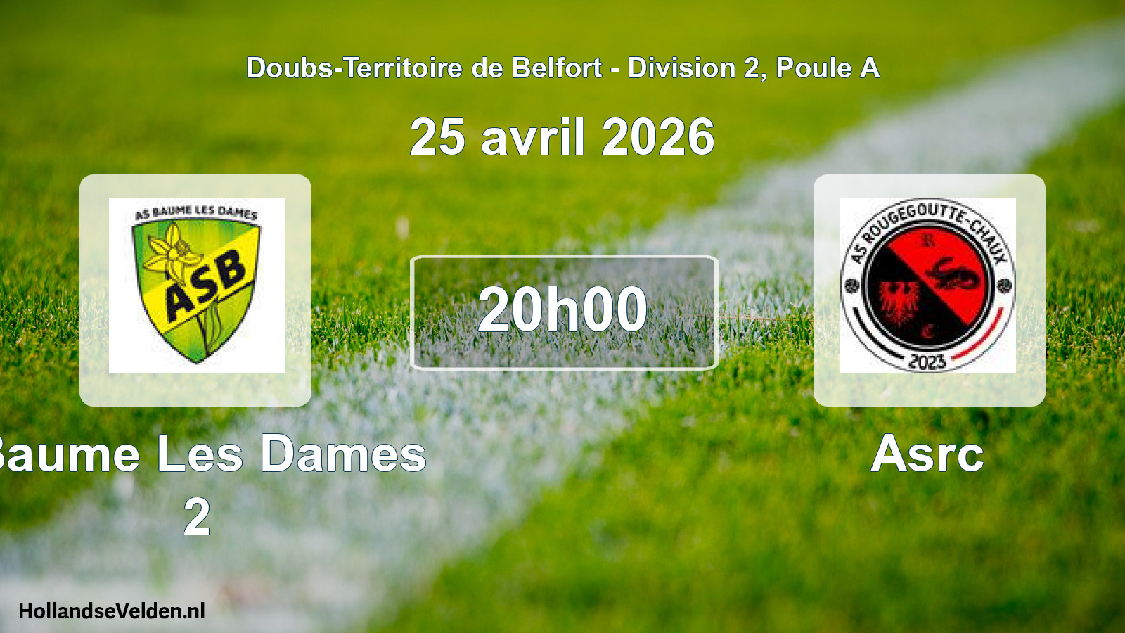 Geplande wedstrijd: Baume Les Dames 2 - Asrc (25 april 2026)
