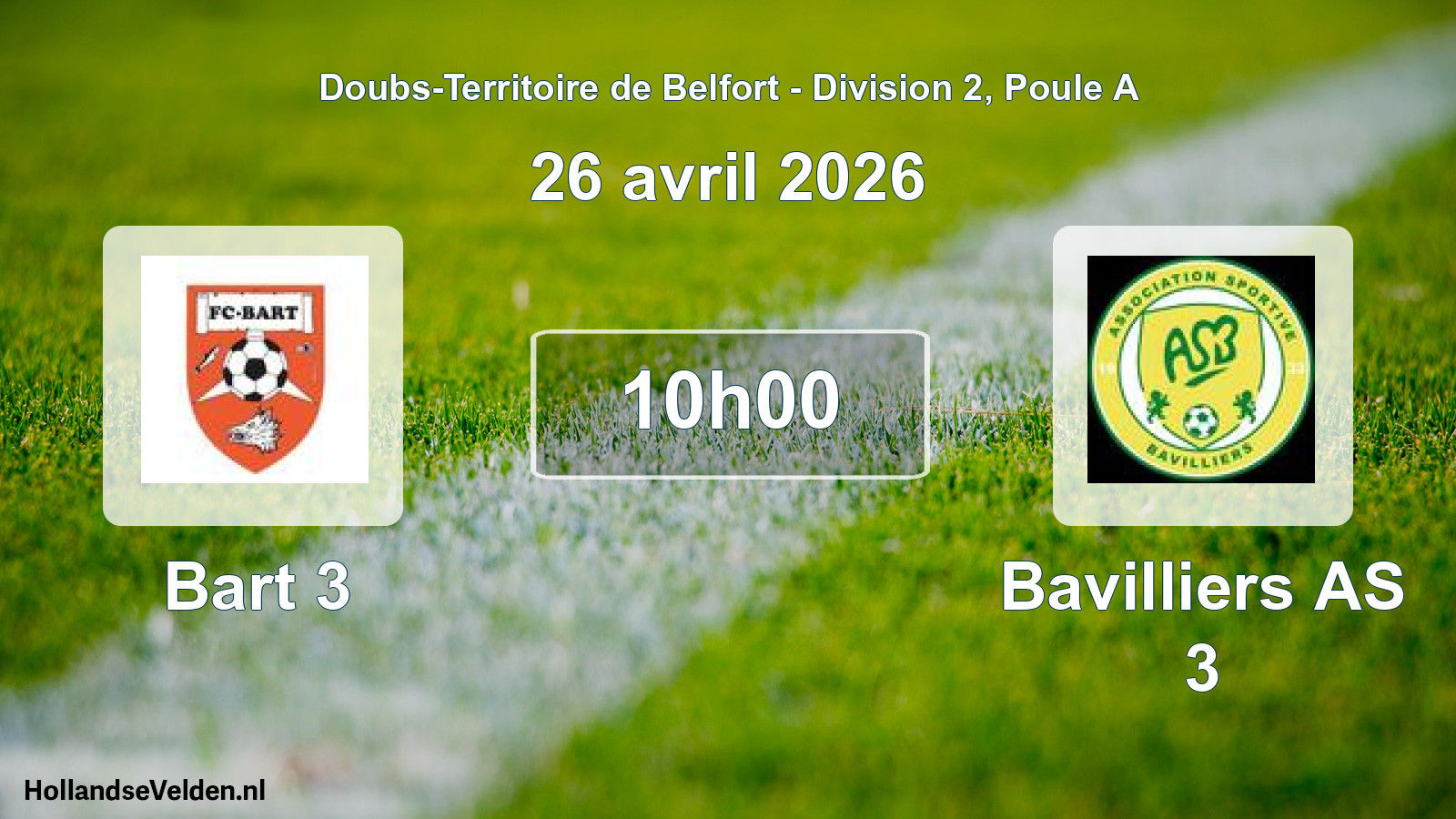 Scheduled Match: Bart 3 - Bavilliers AS 3 (26 April 2026)