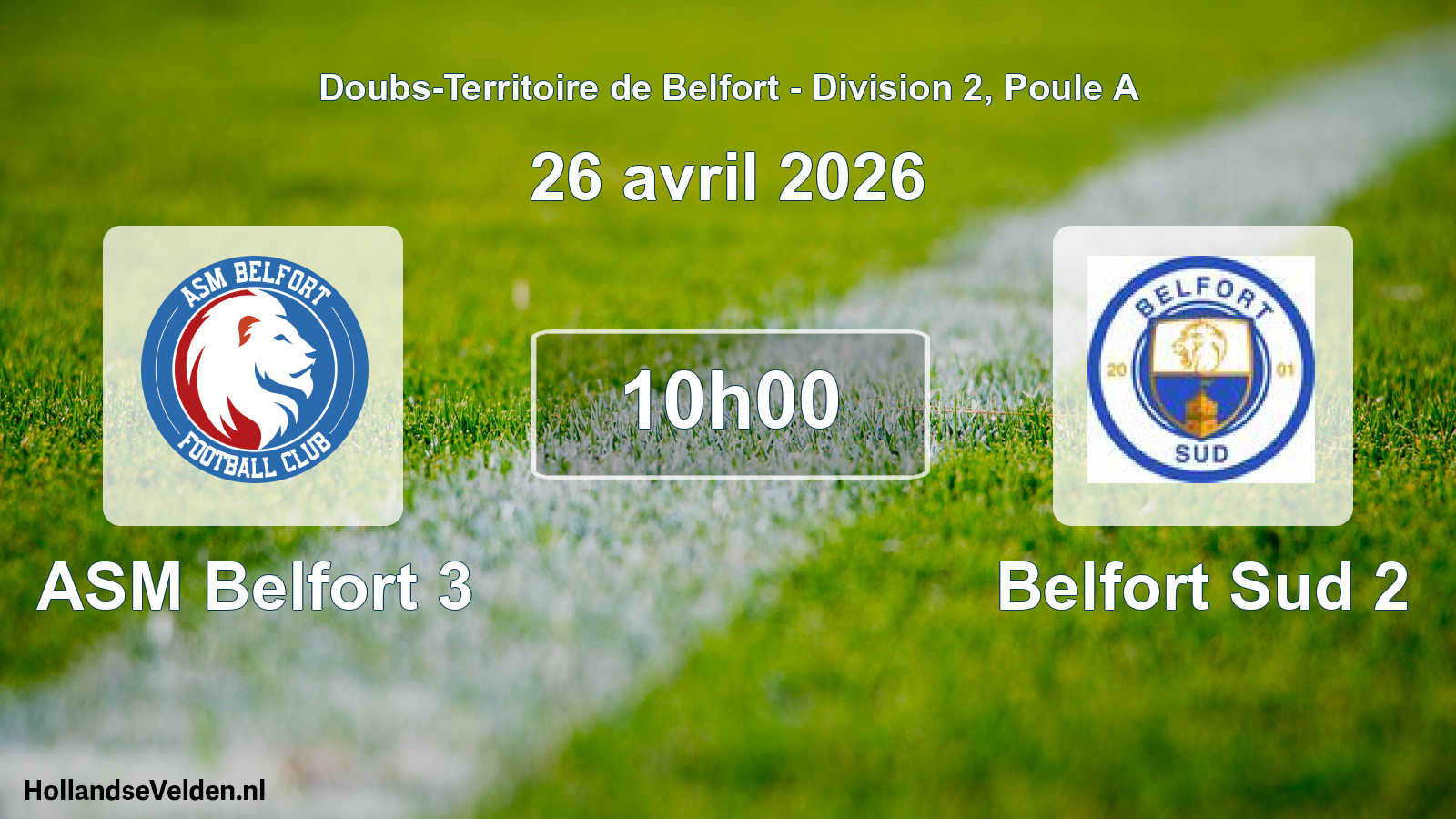 Scheduled Match: ASM Belfort 3 - Belfort Sud 2 (26 April 2026)