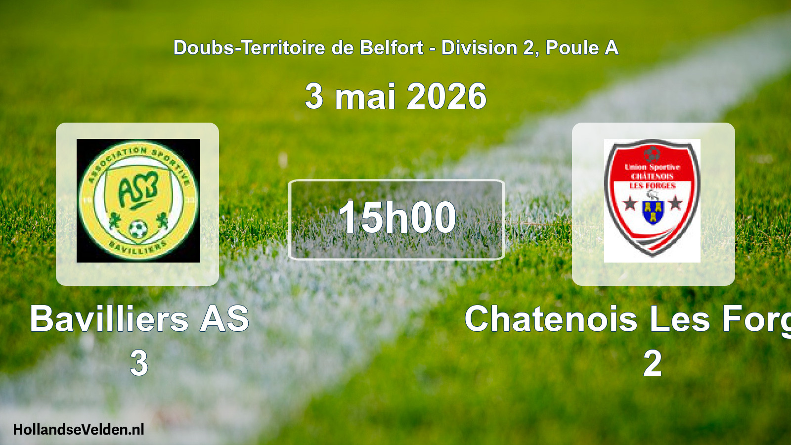 Match programmé: Bavilliers AS 3 - Chatenois Les Forges 2 (3 mai 2026)