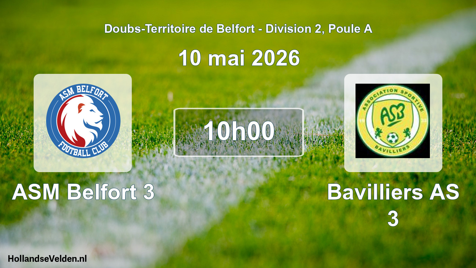 Geplande wedstrijd: ASM Belfort 3 - Bavilliers AS 3 (10 mei 2026)
