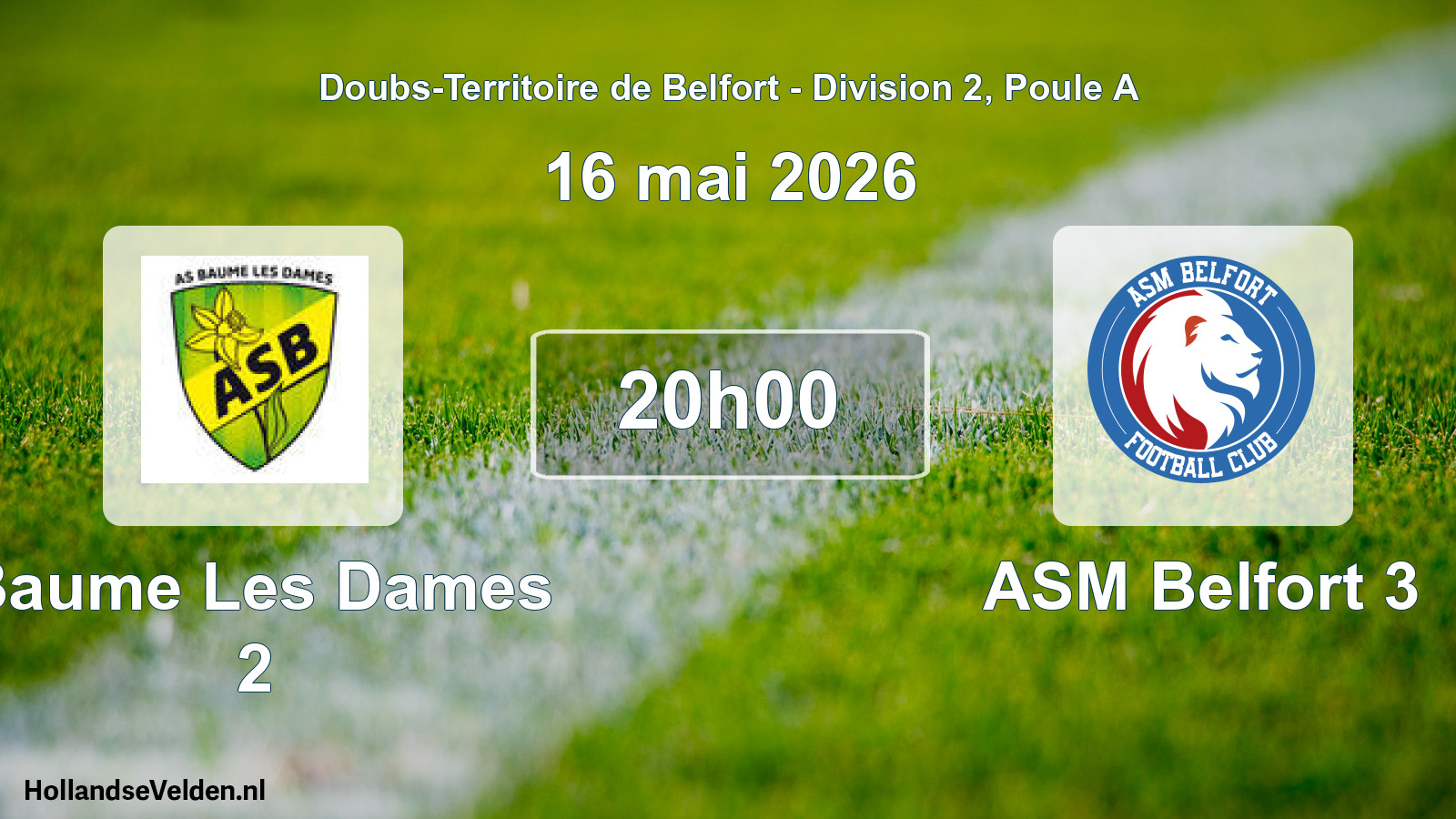 Match programmé: Baume Les Dames 2 - ASM Belfort 3 (16 mai 2026)
