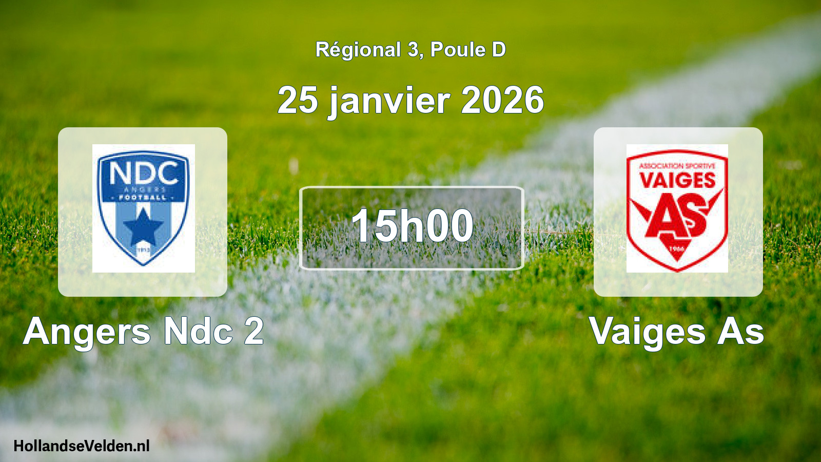 Geplande wedstrijd: Angers Ndc 2 - Vaiges As (25 janvier 2026)