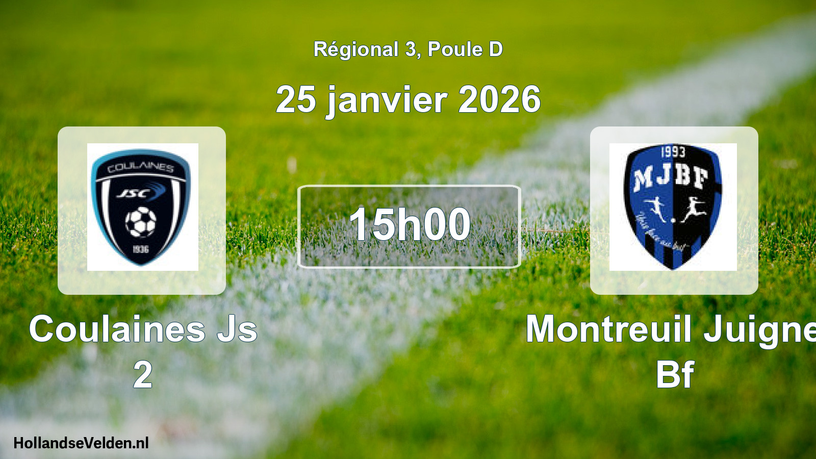 Scheduled Match: Coulaines Js 2 - Montreuil Juigne Bf (25 January 2026)