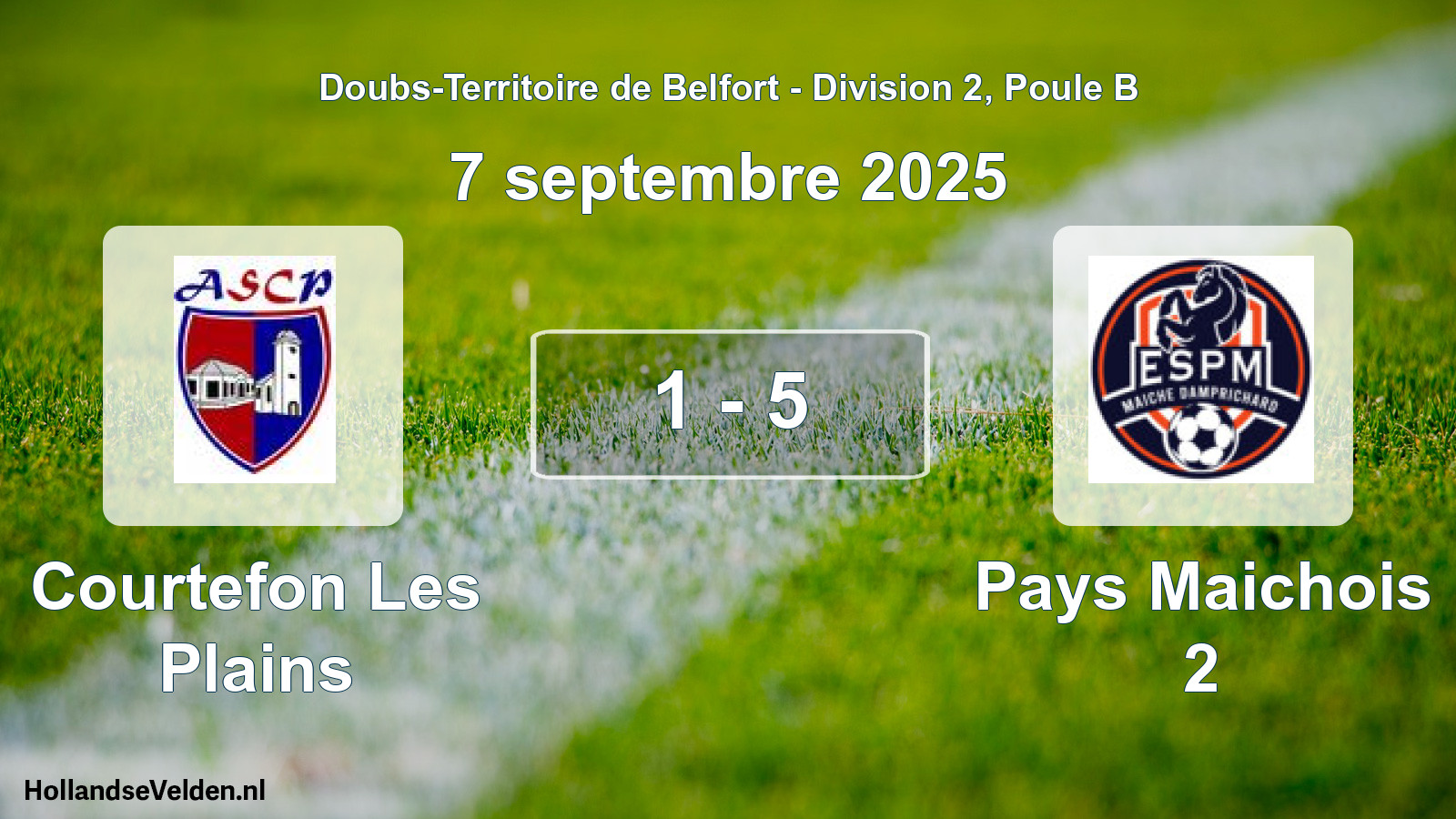 Gespeelde wedstrijd: Courtefon Les Plains - Pays Maichois 2 1 - 5 (7 september 2025)