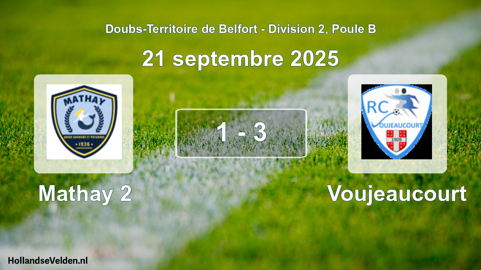 Match joué: Mathay 2 - Voujeaucourt 1 - 3 (21 septembre 2025)