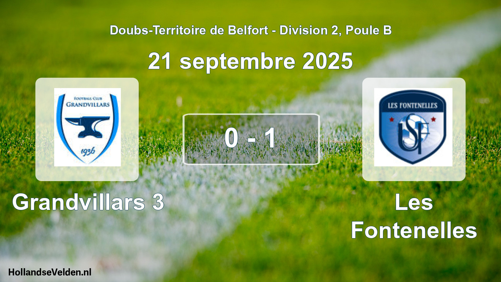 Total number of matches played: Grandvillars 3 - Les Fontenelles 0 - 1 (21 September 2025)