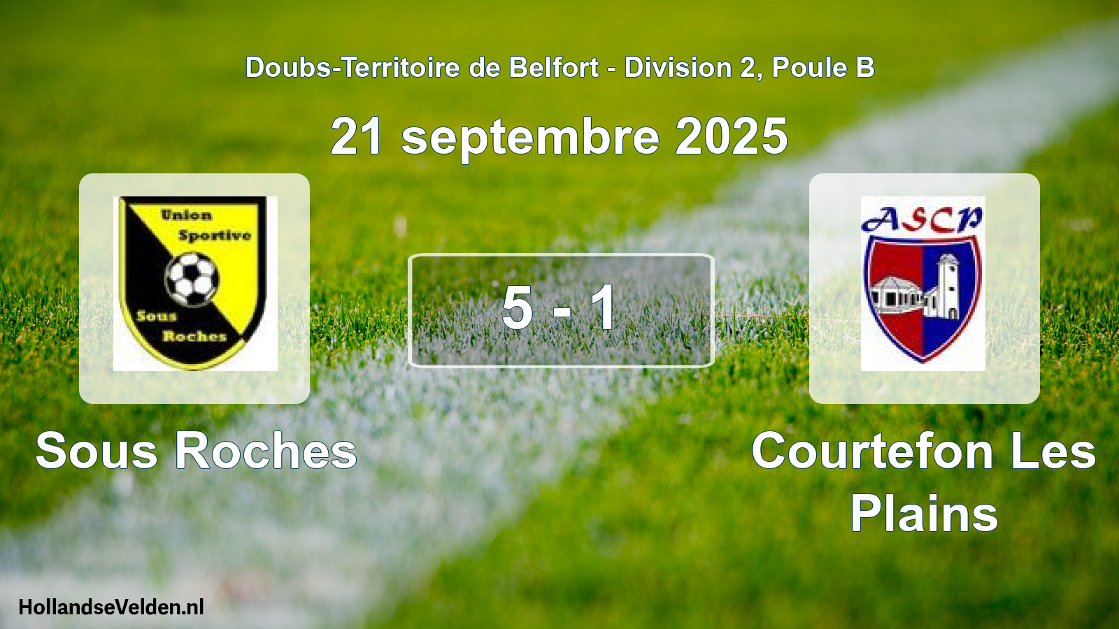 Total number of matches played: Sous Roches - Courtefon Les Plains 5 - 1 (21 September 2025)