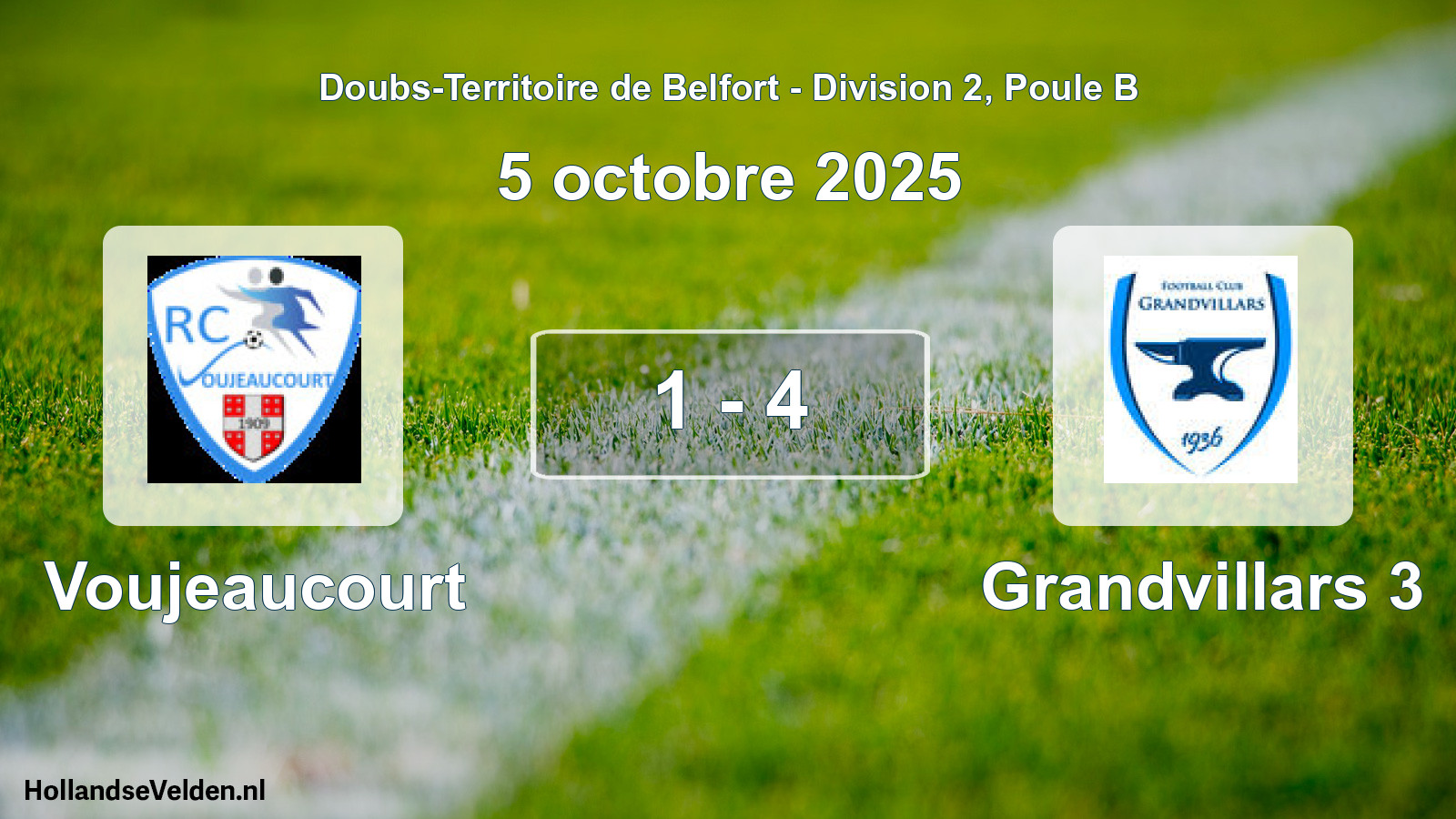 Match joué: Voujeaucourt - Grandvillars 3 1 - 4 (5 octobre 2025)