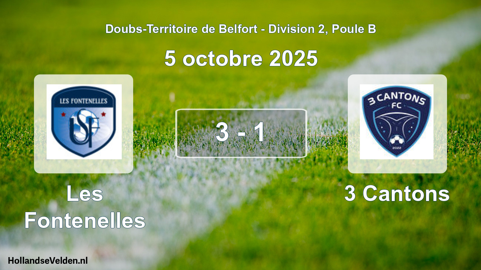 Match joué: Les Fontenelles - 3 Cantons 3 - 1 (5 octobre 2025)