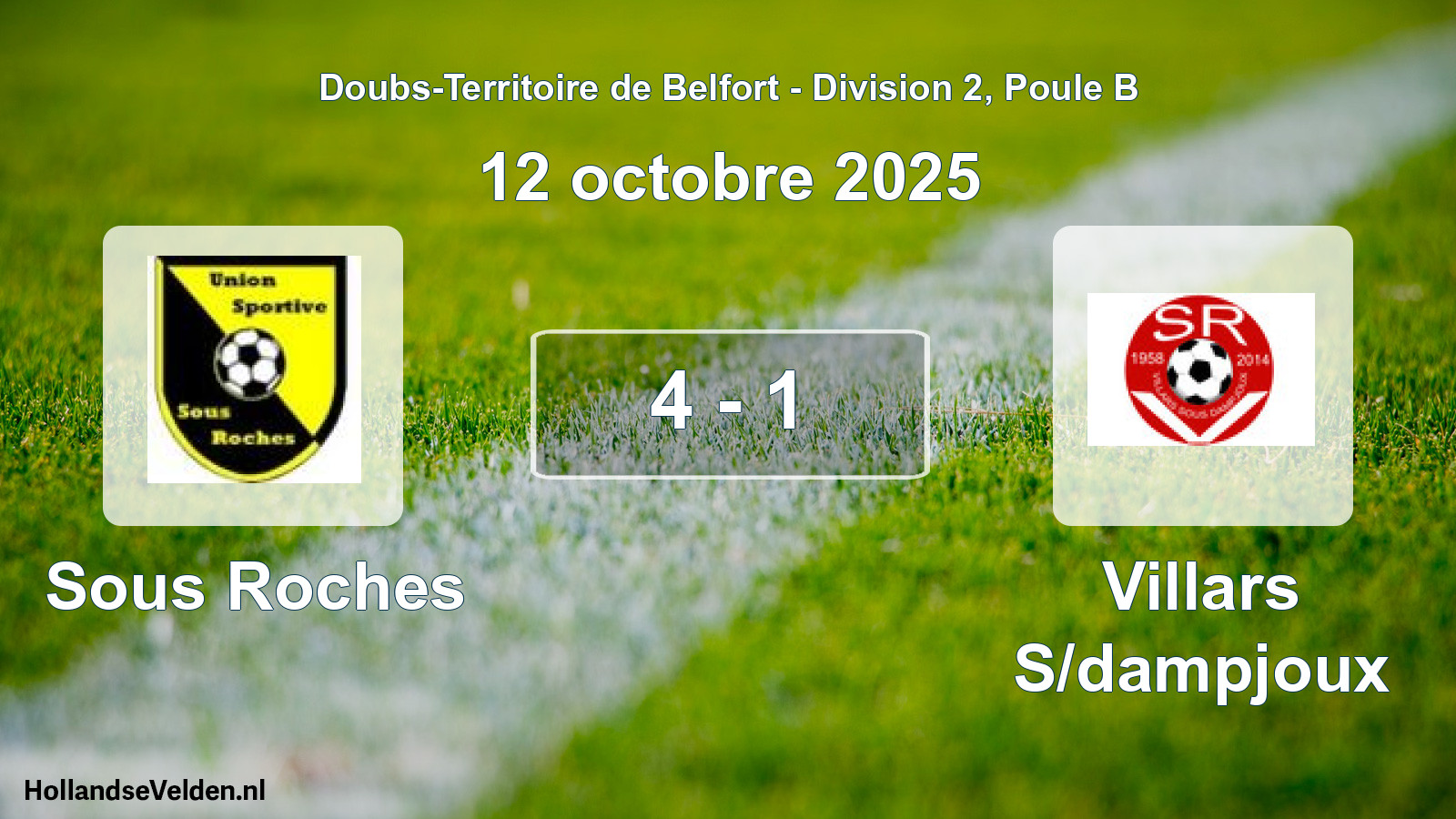 Match joué: Sous Roches - Villars S/dampjoux 4 - 1 (12 octobre 2025)