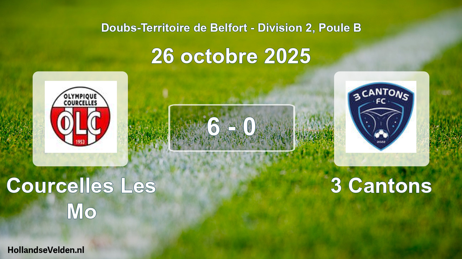 Match joué: Courcelles Les Mo - 3 Cantons 6 - 0 (26 octobre 2025)