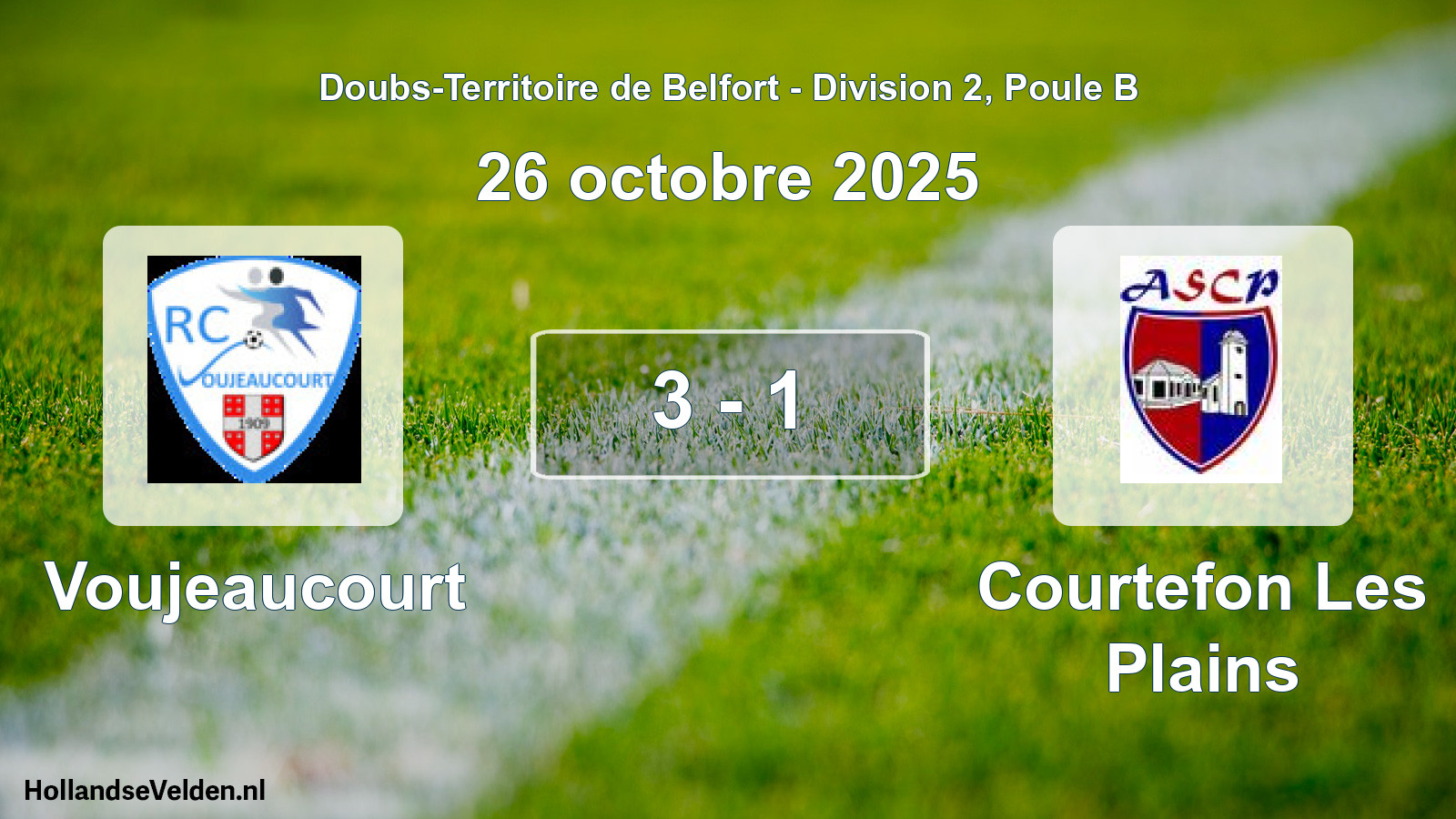 Match joué: Voujeaucourt - Courtefon Les Plains 3 - 1 (26 octobre 2025)