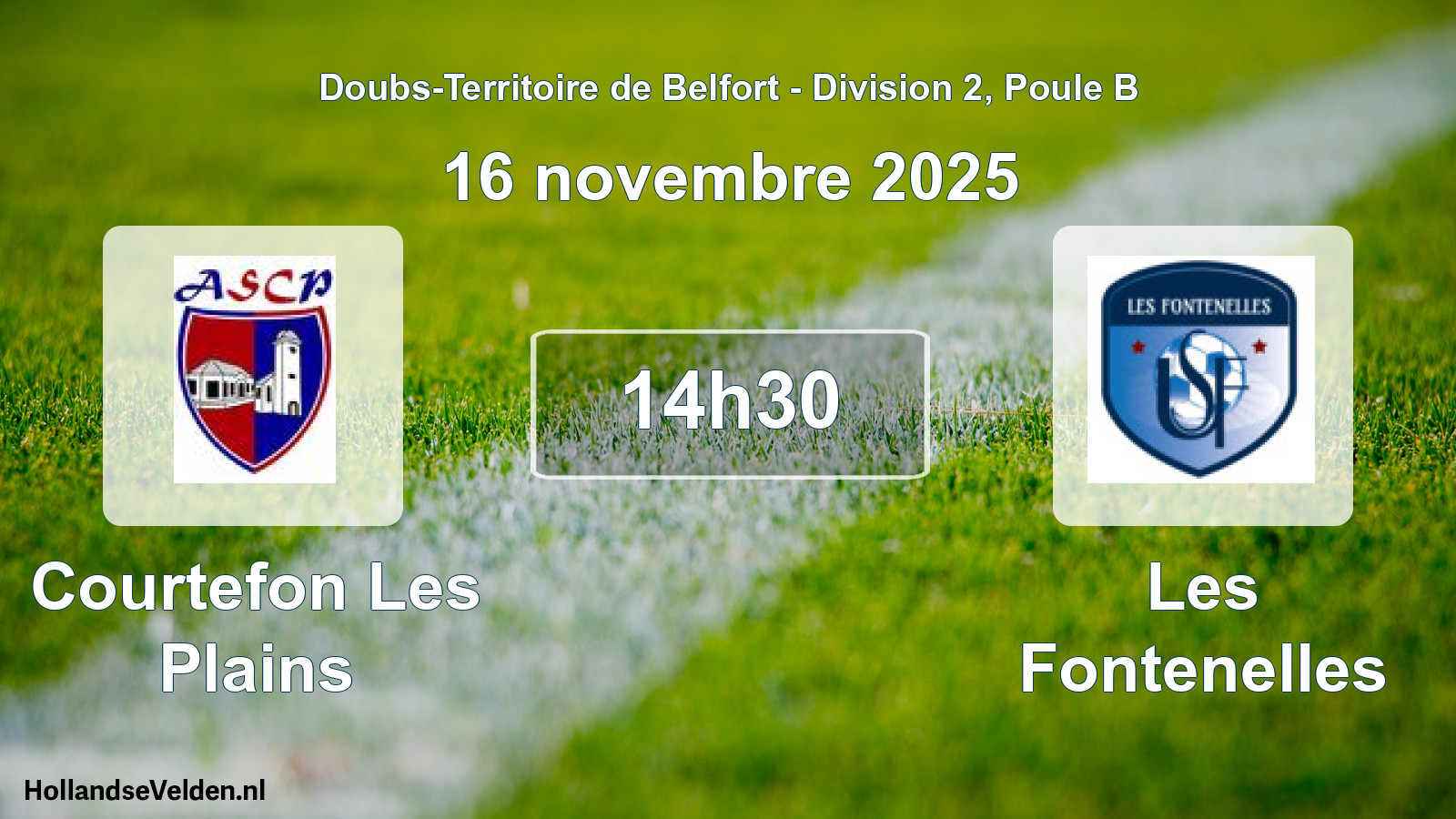 Match programmé: Courtefon Les Plains - Les Fontenelles (16 novembre 2025)