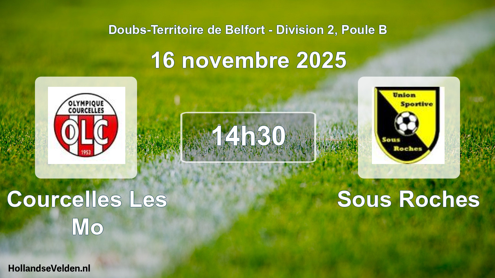 Match programmé: Courcelles Les Mo - Sous Roches (16 novembre 2025)
