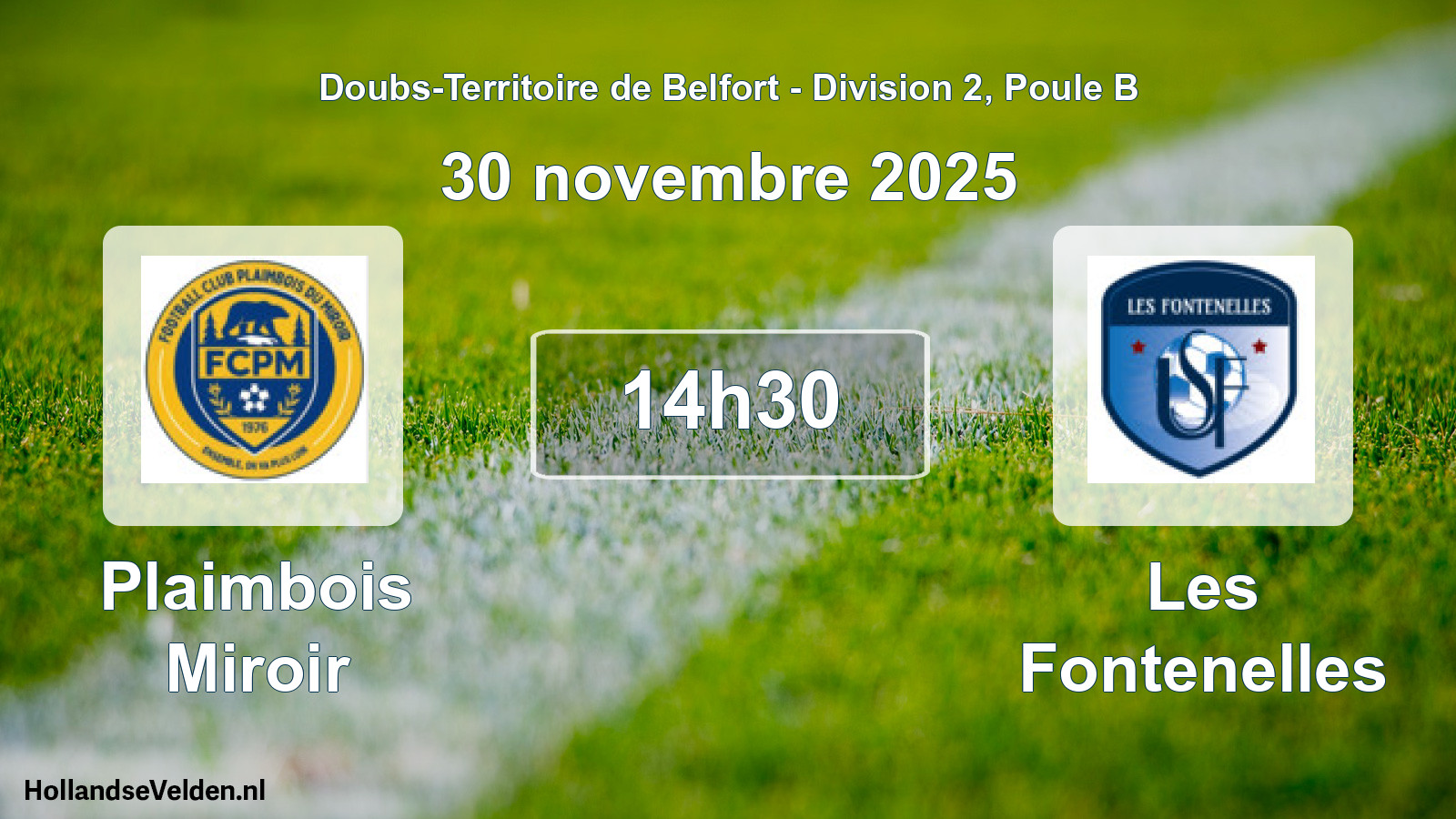 Match programmé: Plaimbois Miroir - Les Fontenelles (30 novembre 2025)