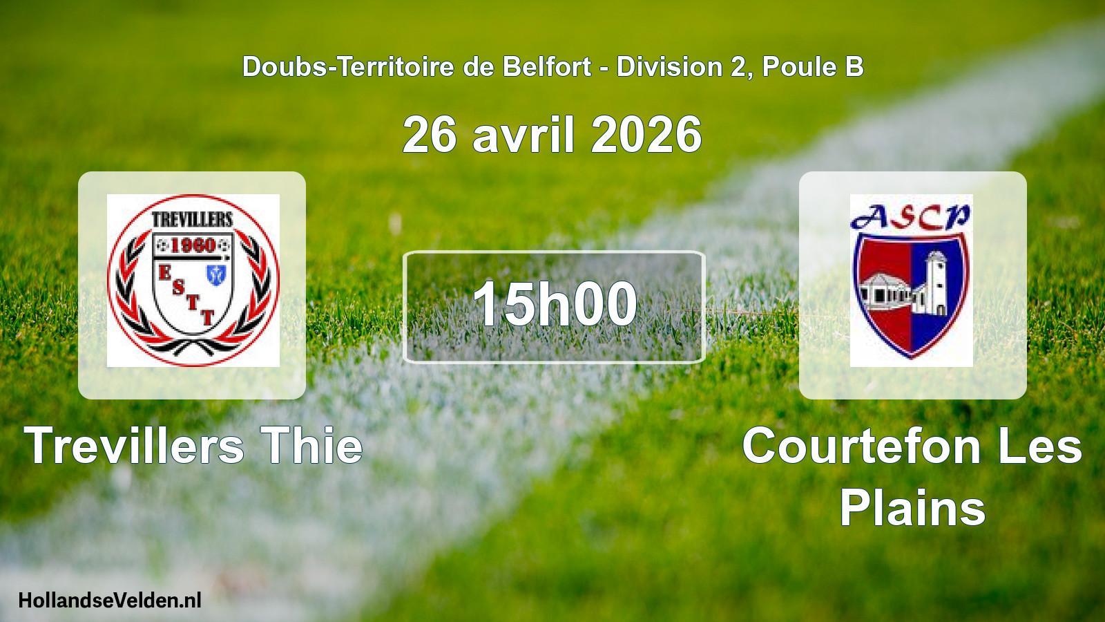 Match programmé: Trevillers Thie - Courtefon Les Plains (26 avril 2026)