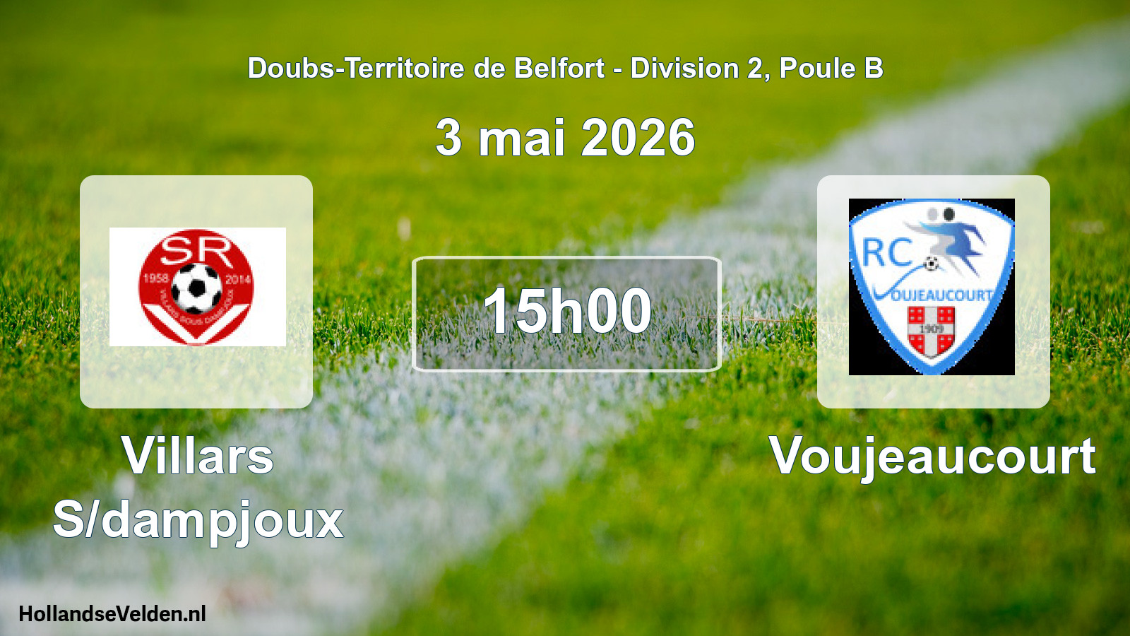 Match programmé: Villars S/dampjoux - Voujeaucourt (3 mai 2026)