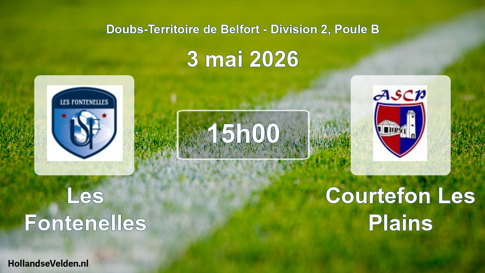 Geplande wedstrijd: Les Fontenelles - Courtefon Les Plains (3 mei 2026)