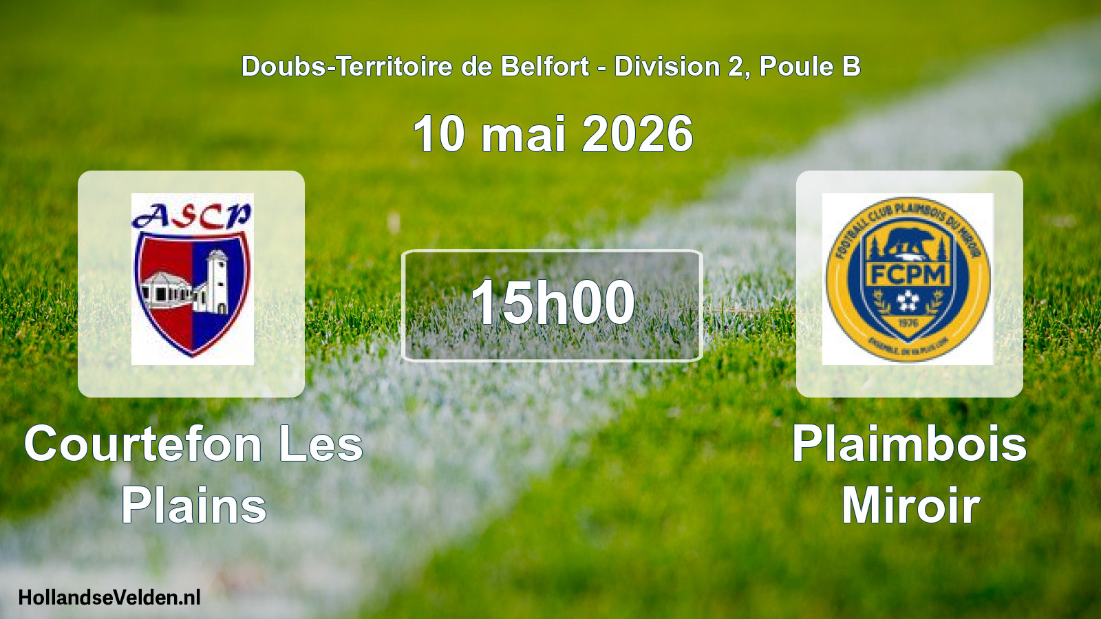 Match programmé: Courtefon Les Plains - Plaimbois Miroir (10 mai 2026)